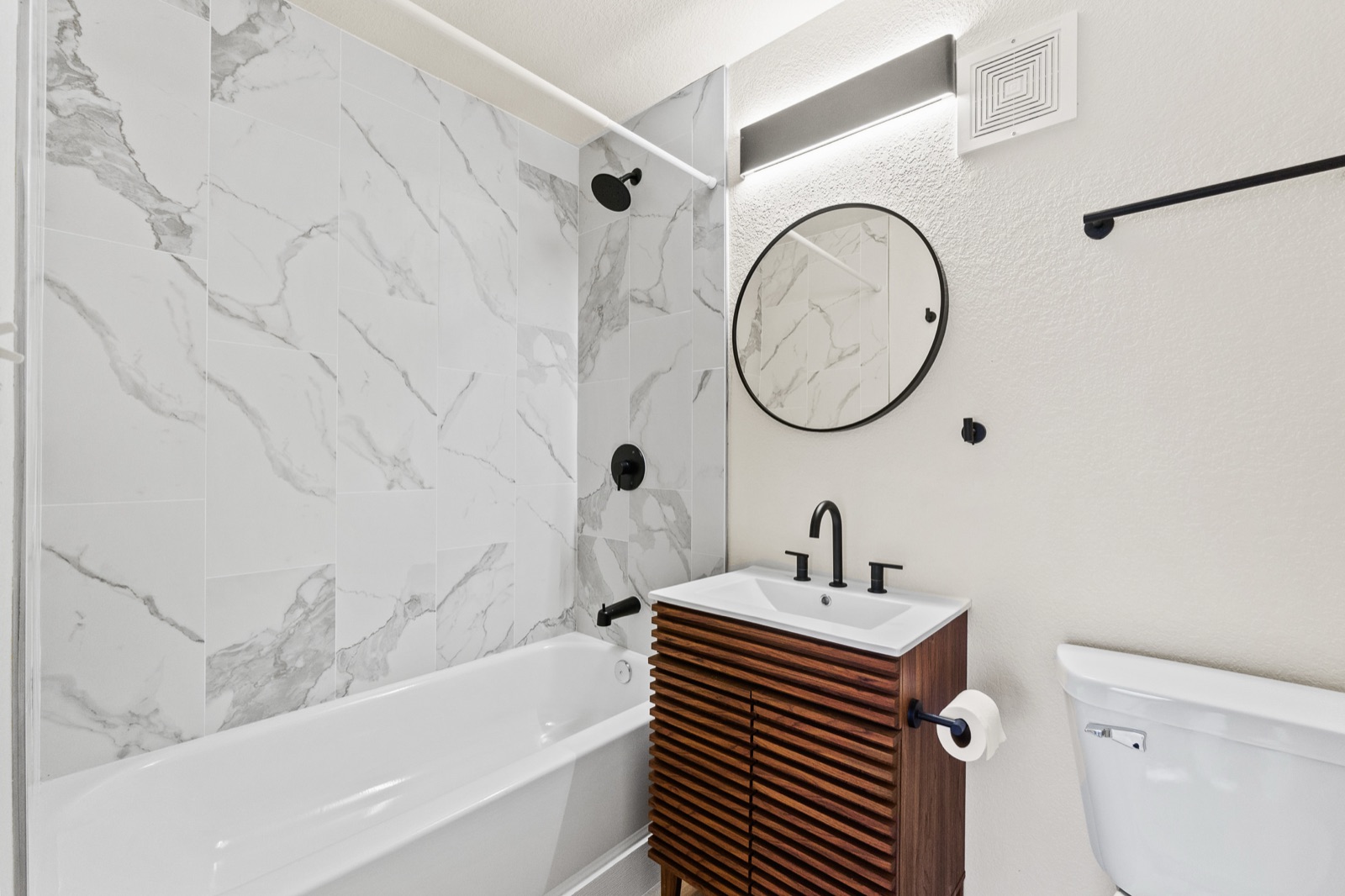 Bathroom with marble tile