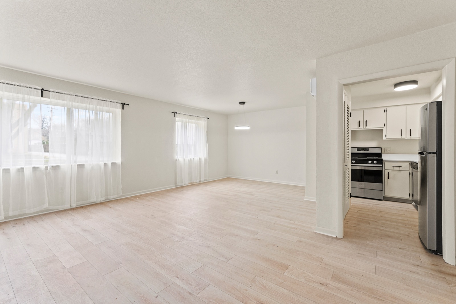 Open living area with kitchen
